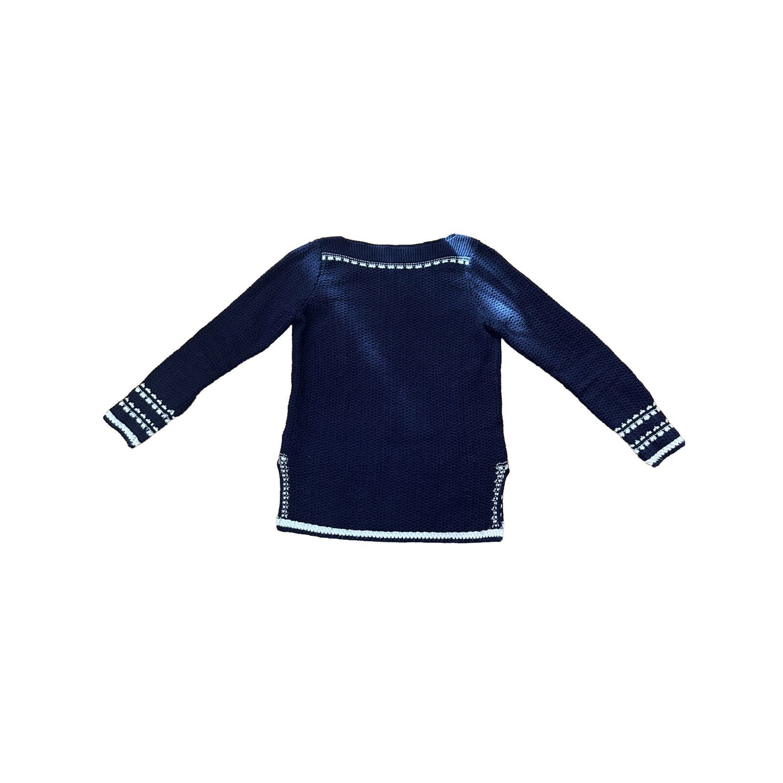 Ann Taylor Loft Womens Sweater Sz S Navy Blue Boat Neck Chunky Knit Pullover